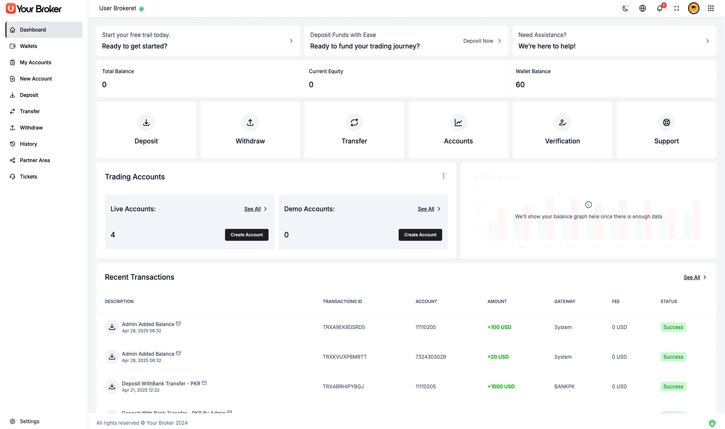 Client Area Dashboard